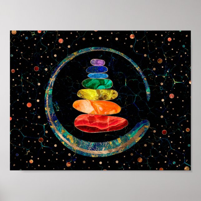 Poster Chakras Zen Stones e Enso circundam (Frente)