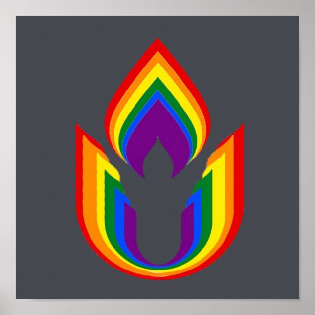 Poster Chalice flamejante da universalidade Unitária LGBT (Frente)