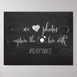 Póster Chalk e Sinal de Hash de Casamento com Glitter