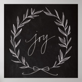 Poster Chalkboard Art - Joy Wreath