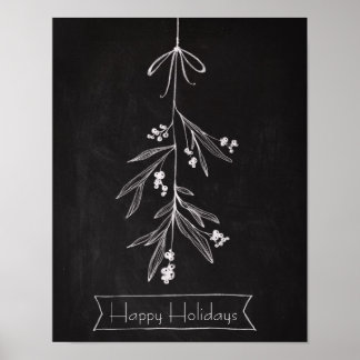 Póster Chalkboard Art - Mistletoe