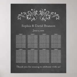 Póster Chalkboard Flourish e Swirl Seating Chart