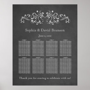 Póster Chalkboard Flourish e Swirl Seating Chart