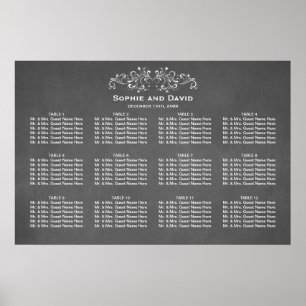 Póster Chalkboard Flourish e Swirl Seating Chart