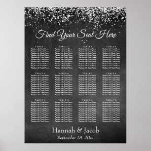 Poster Chalkboard & Lights Reception Seating Chart