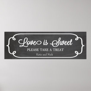 Póster Chalkboard Love is Sweet Sign