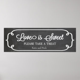 Póster Chalkboard Love is Sweet Sign