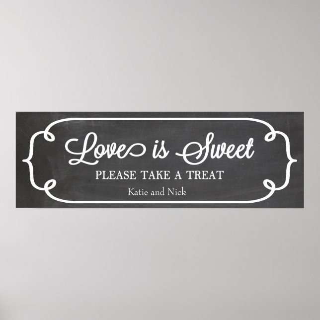 Póster Chalkboard Love is Sweet Sign (Frente)