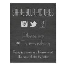 Chalkboard Social Media Weding Hashtag Sinal de Fo