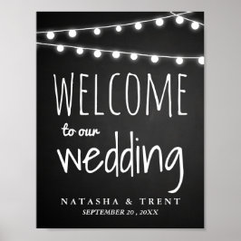 Póster Chalkboard String Of Lights Welcome Nag