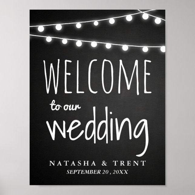 Póster Chalkboard String Of Lights Welcome Nag (Frente)
