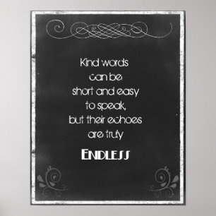 Póster Chalkboard Typography Quote on Using Kind Words