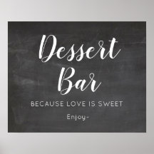 Chalkboard Wedding Dessert Sinal de Bar