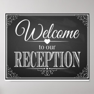 Póster Chalkboard Welcome to our reception print