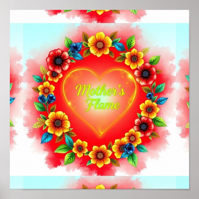Poster Chama de Coração Negrito da Mãe (Frente)