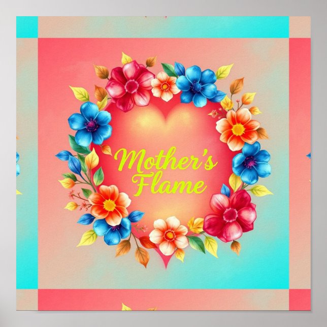 Poster Chama de Coração Negrito da Mãe (Frente)