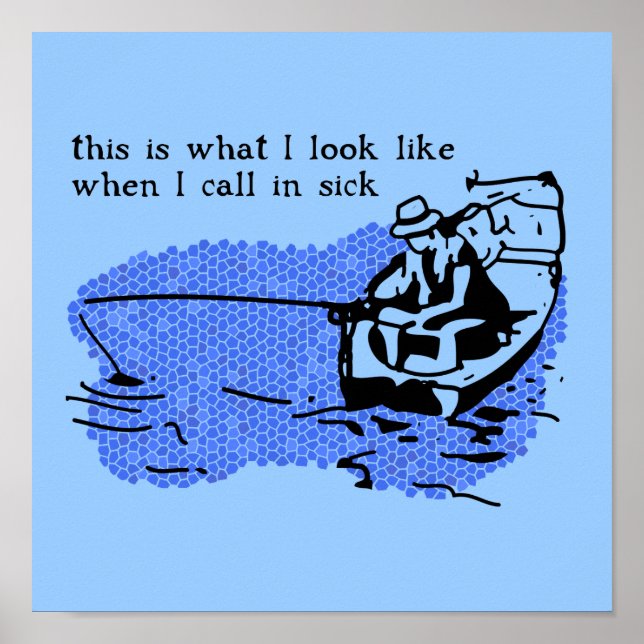 Póster Chamada Engraçada Pesca Engraçada Trabalho De Impr (Frente)