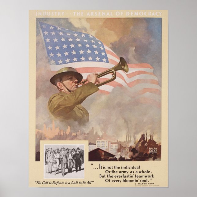 Poster Chamada WWII para a Defesa (Frente)