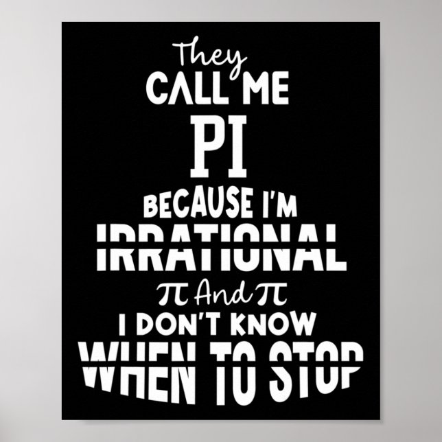 Poster Chamam-me Pi porque sou Irracional em Matemática (Frente)