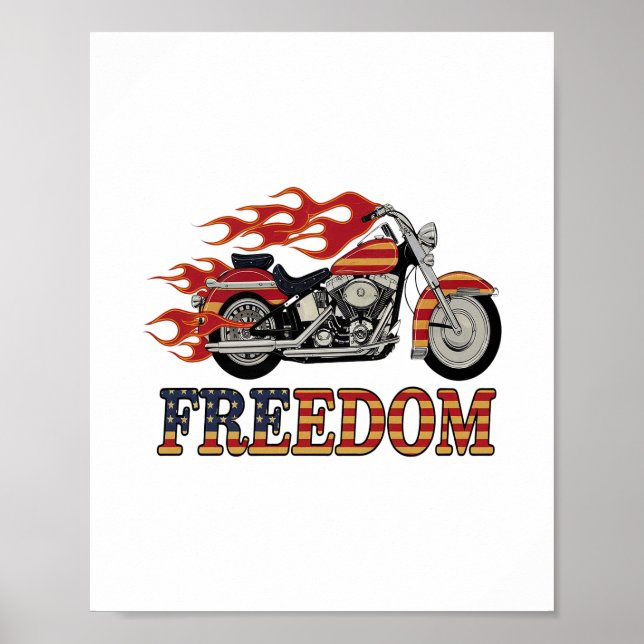 Poster Chamas de Motocicleta Liberdade (Frente)
