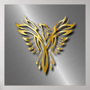 Póster Chamas Dourados douradas de Phoenix da ascensão