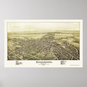 Poster Chambersburg, mapa panorâmico do PA - 1894