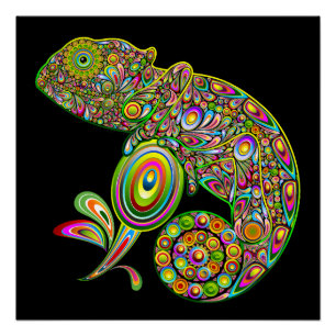Póster Chameleon Psychedelic Fantasy