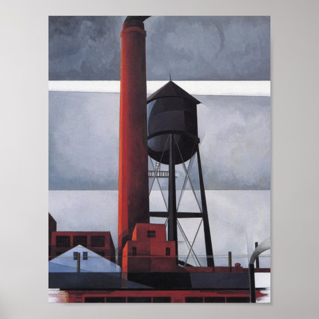 Poster Chaminé e Torre de Água (por Charles Demuth) (Frente)