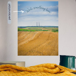 Poster Chaminés de fábrica com campo amarelo
