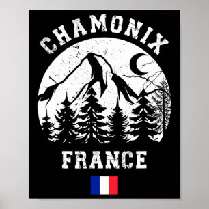 Poster Chamonix France Alps Ski Resort Alpino Skiing Fren