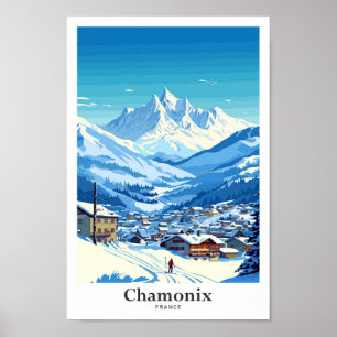 Poster Chamonix France - Ilustração de arte Viagem
