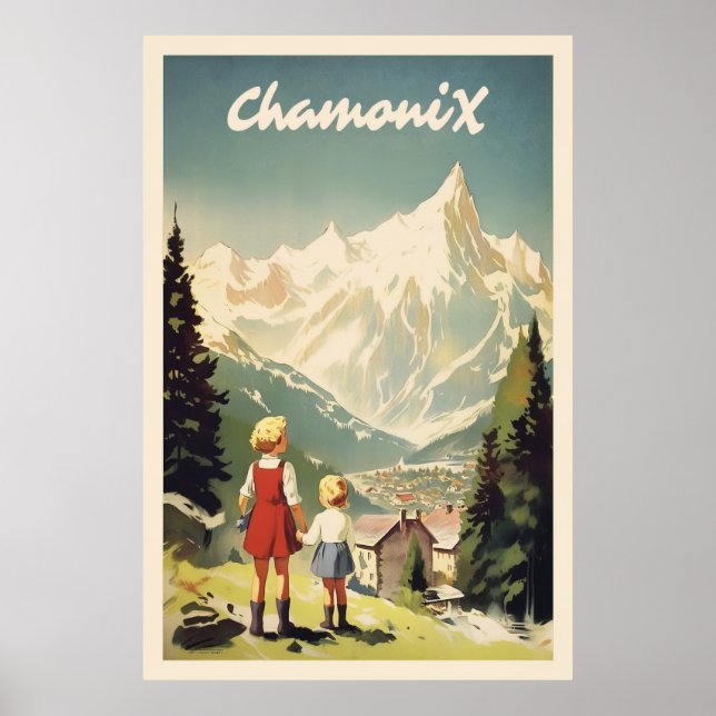 Poster Chamonix, Mont Blan, Ski (Frente)