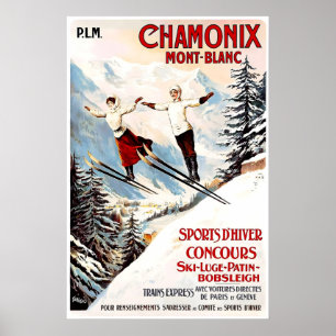 Poster Chamonix Mont-Blanc 1910 CARTAZ IMPRESSO A5-A1 Fra