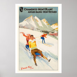 Poster Chamonix, Mont Blanc France Great Fun Vintage Ski