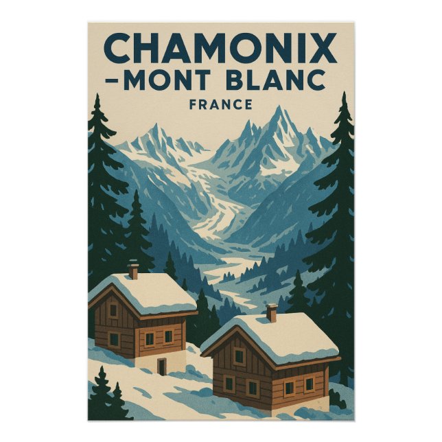 Póster CHAMONIX — MONT BLANC viagem (Frente)