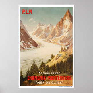 Poster Chamonix Montenvers 1910 CARTAZ IMPRESSO Vintage