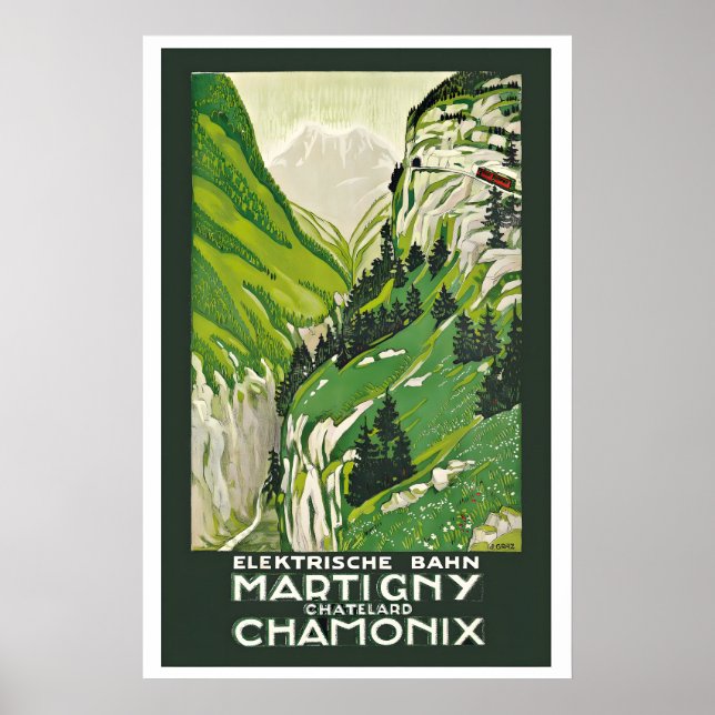 Poster Chamonix Switzerland Martigny-Chatelard Railway (Frente)