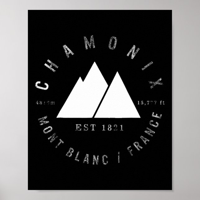 Poster Chamonix Valley Mont Blanc France Snowboard (Frente)