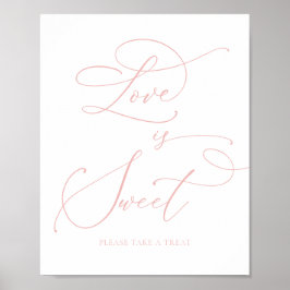 Poster Champagne Bege Rosa Amor é Doce Barra de Sobremesa