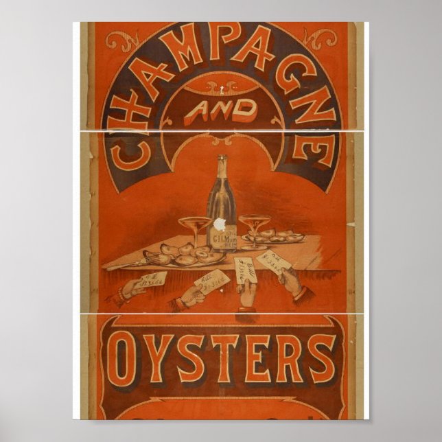 Poster Champagne e Oysters Vintage Theater (Frente)