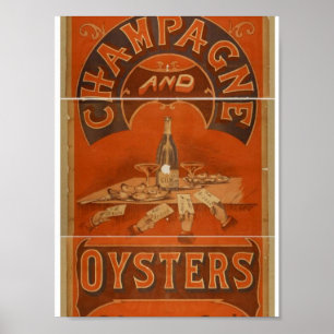 Poster Champagne e teatro do vintage das ostras