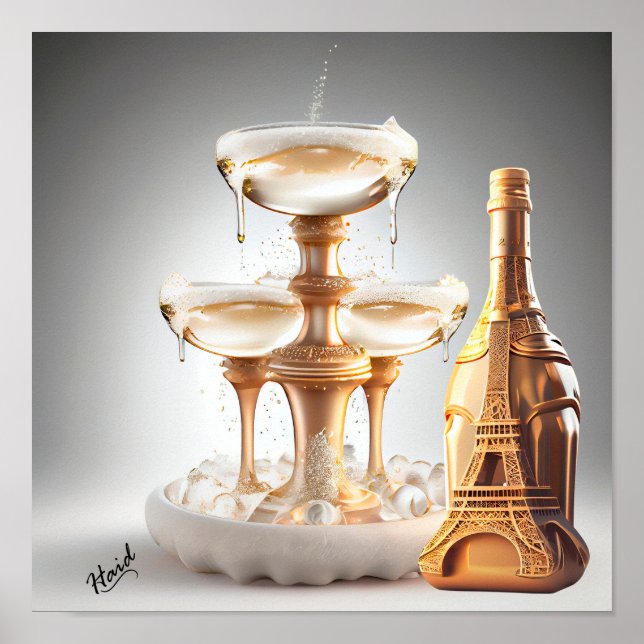 Poster Champagne fountain - Gen AI (Frente)