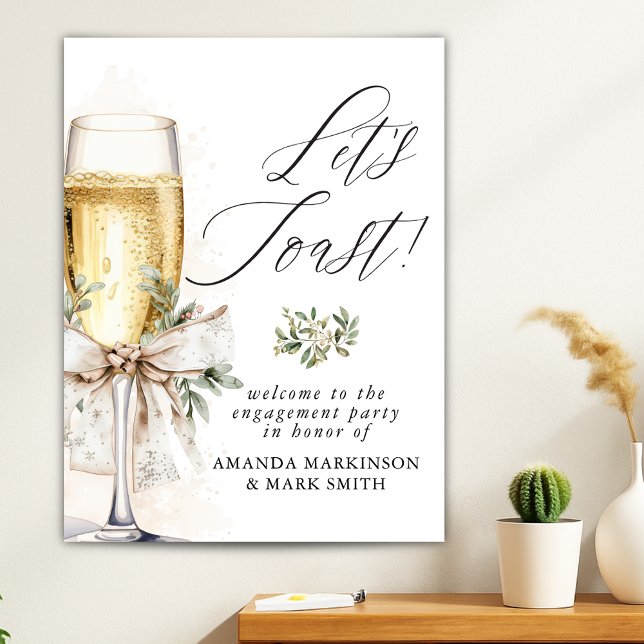 Poster Champagne Let's Toast Winter Engagement Welcome (Criador carregado)