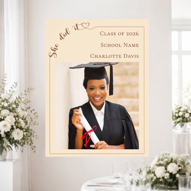 Poster Champagne neutral photo Graduation Party welcome (Criador carregado)