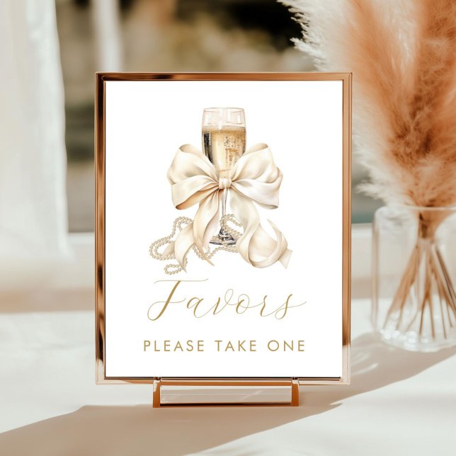 Poster Champagne & Pearls Bridal Shower Favor Sign (Champagne and Pearls Bridal Shower Favors Sign)