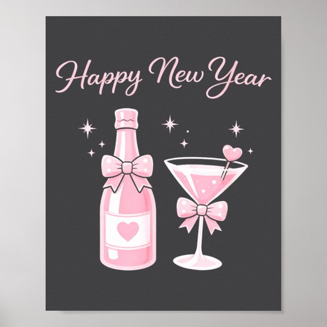 Poster Champagne Swea Martini Coquette Happy New Year Par (Frente)