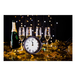Póster Champanhe de SlipperyJoe, comemoração do Ano Novo