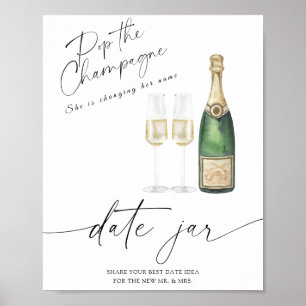 Poster Champanhe - ideias noturnas. Bridal de boião