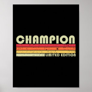 Poster Champion Surname Funny Retro Vintage 80