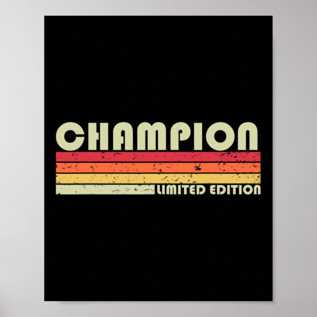 Poster Champion Surname Funny Retro Vintage 80 (Frente)
